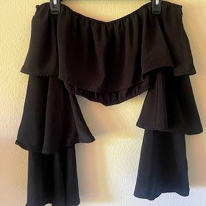 TOBI layered crop top with long sleeves